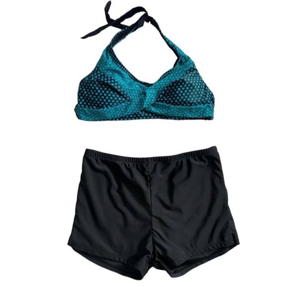 Swim Retro Womens Pinup Style Swimwear Set Boy Shorts Swim Bottoms